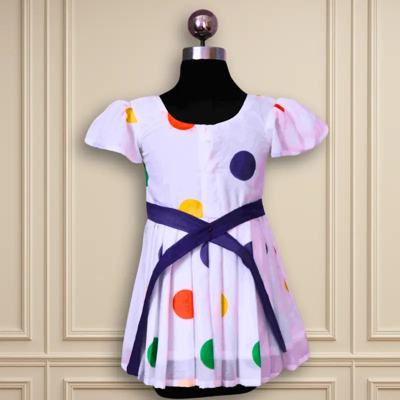 Beautiful Casual Wear Mul Mul Cotton White kids frock