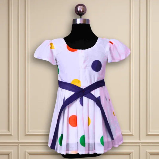 Beautiful Casual Wear Mul Mul Cotton White kids frock