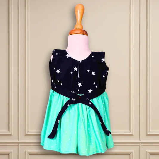 Beautiful Daily Wear Navy Blue And White kids frock