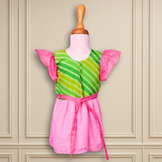 Beautiful Designer Wear Green Organza kids wear frock
