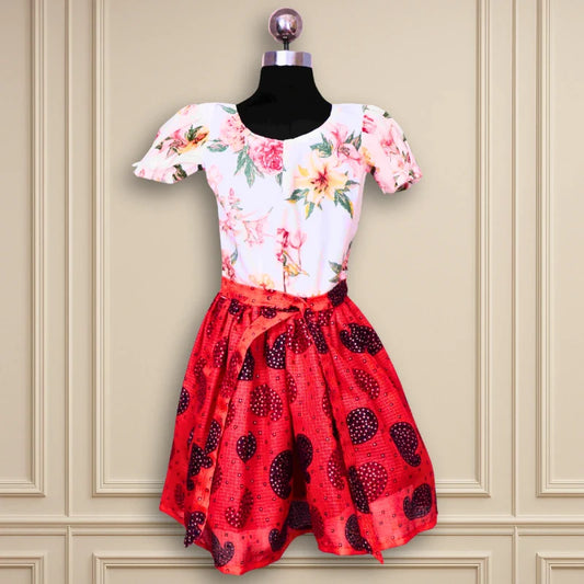 Beautiful Casual Wear White Digital Printed Yoke kids frock