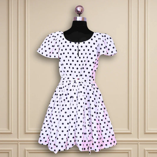 Beautiful Daily Wear White Base With Black kids frock