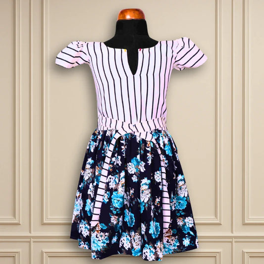 Beautiful Semi Party /Casual Wear White Base kids frock