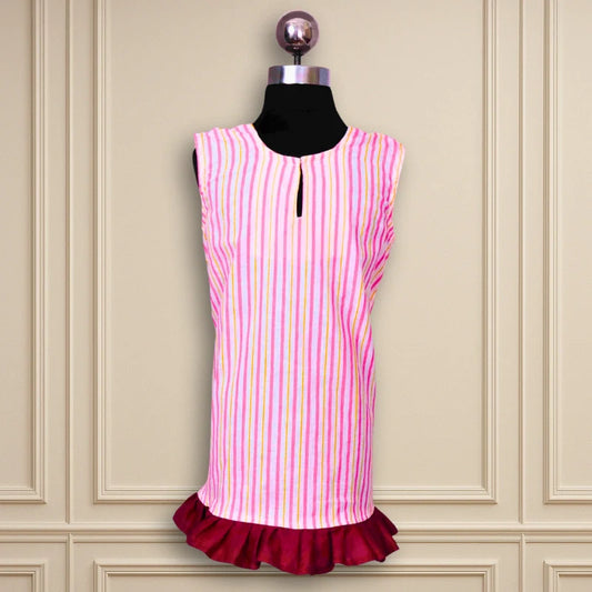 Beautiful Daily Wear A-Line Frock With White For Kids