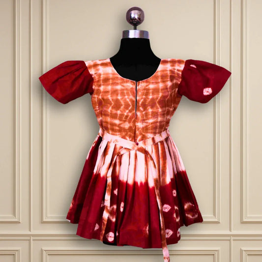 Beautiful Casual wear chungudi cotton waist frock white base