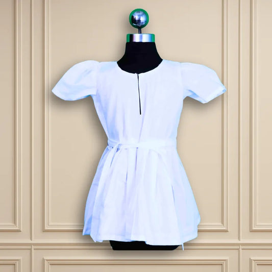 Beautiful Semi party wear casual white frock with light aari