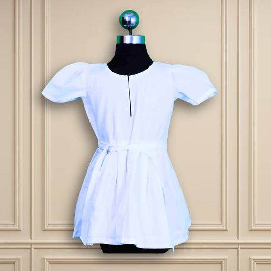 Beautiful Semi party wear casual white frock light aari work