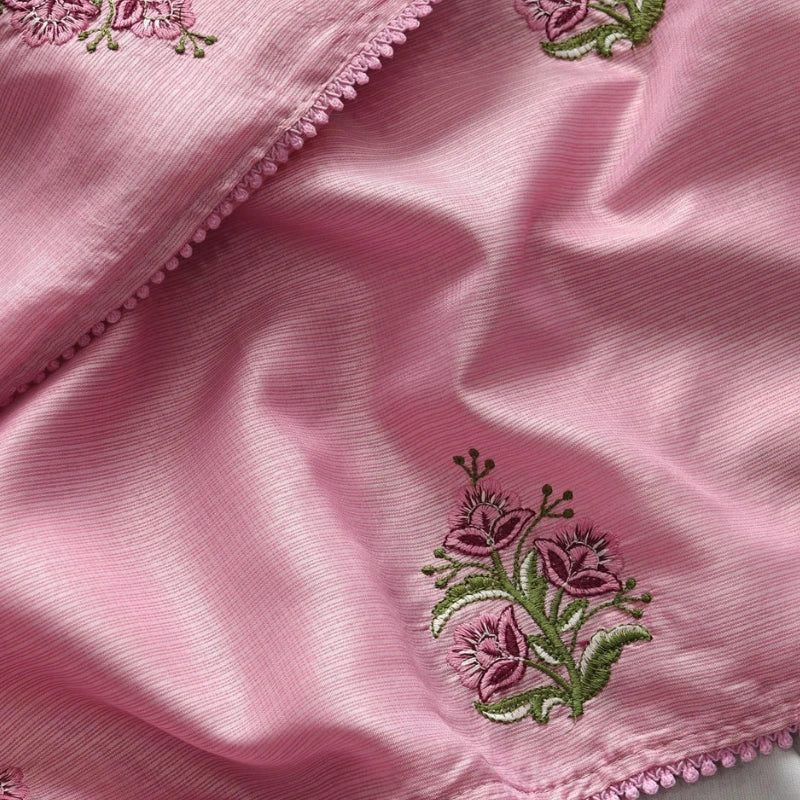 Premium Pink kota doriya with chex Pattern