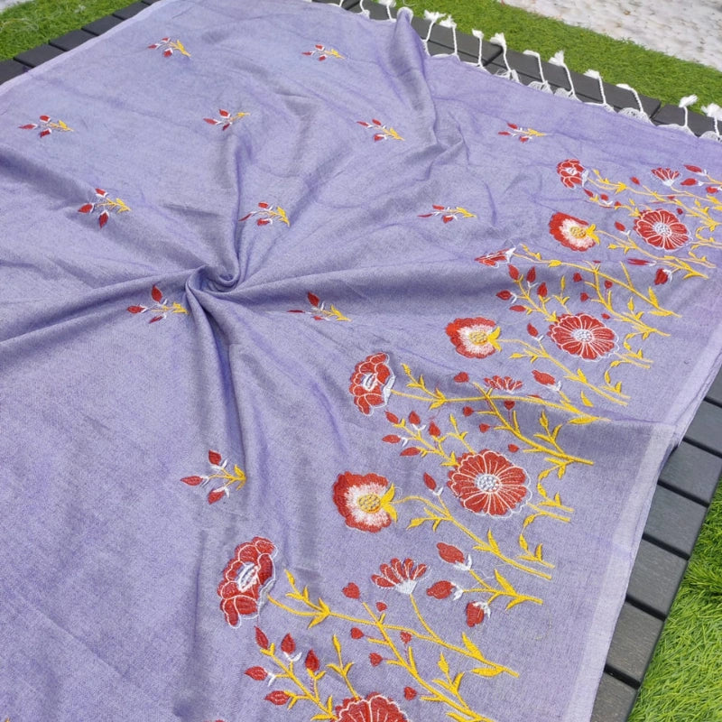 Soft cotton embroidered saree