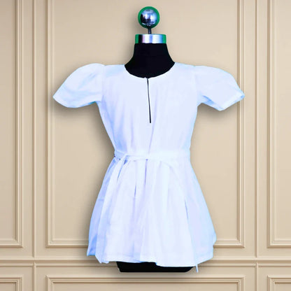 Beautiful Semi party wear casual white frock light aari work