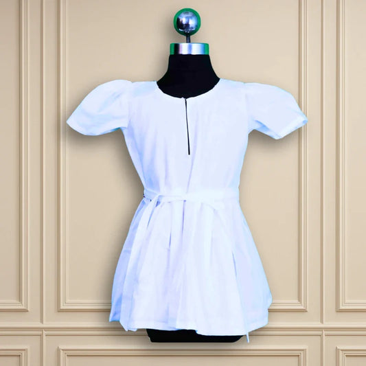 Beautiful Semi party wear casual white frock light aari work