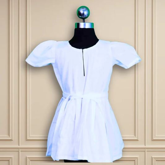 Beautiful Semi party wear casual white frock light aari work