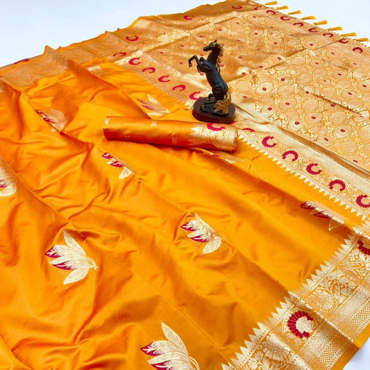 banarasi saree with zari border methi colour