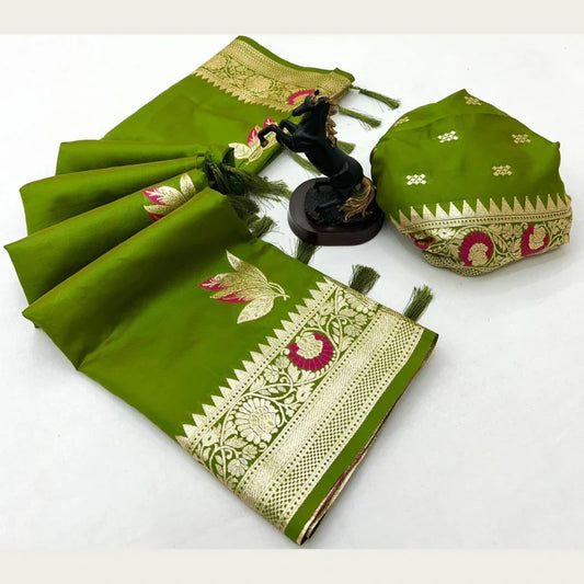 Leaf Green banarasi silk sarees in chennai