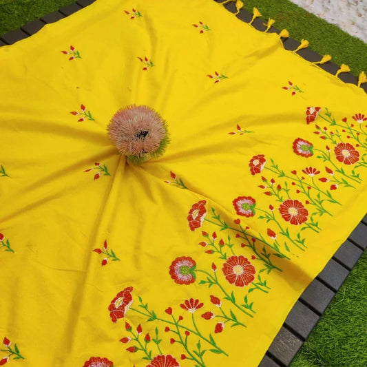 Soft cotton embroidered saree