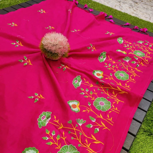 Soft cotton embroidered saree