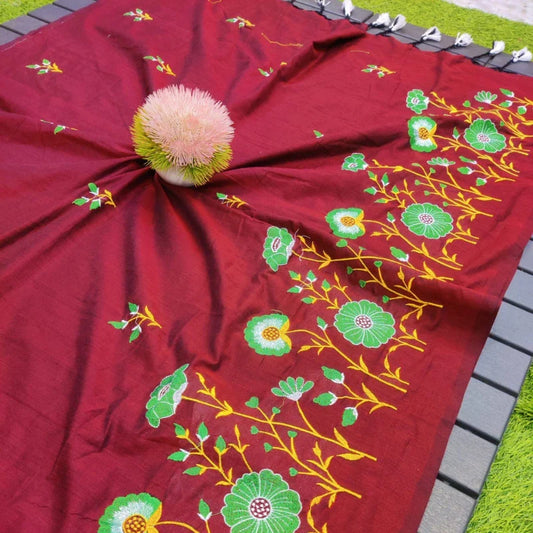 Soft cotton embroidered saree