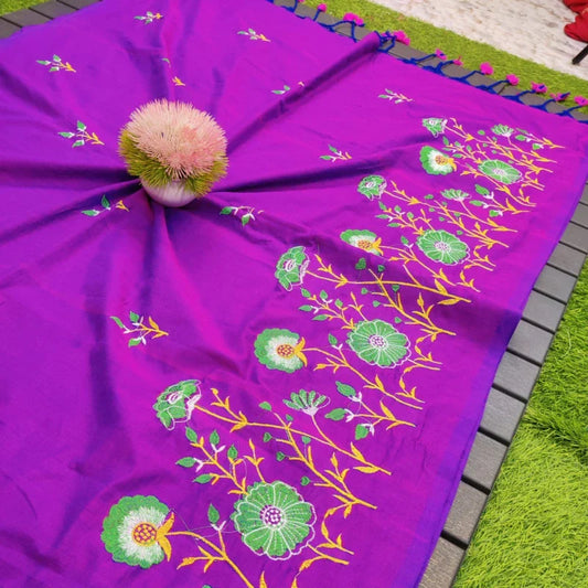 Soft cotton embroidered saree