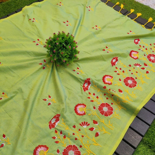 Soft cotton embroidered saree