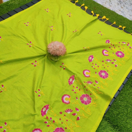 Soft cotton embroidered saree