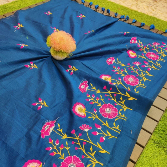 Soft cotton embroidered saree