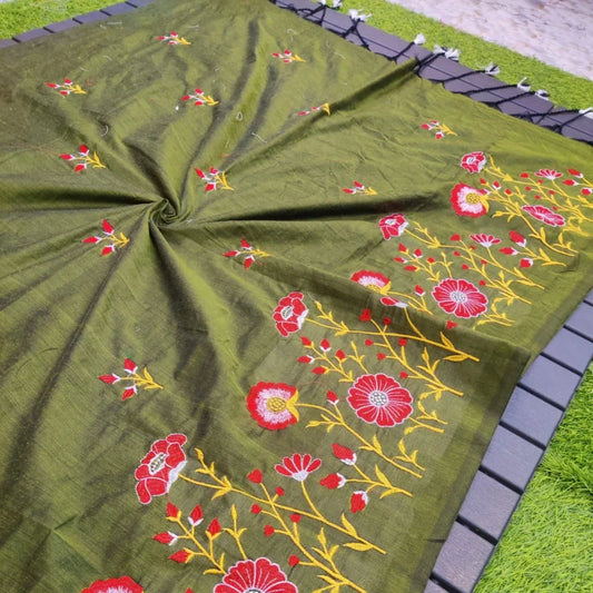 Soft cotton embroidered saree
