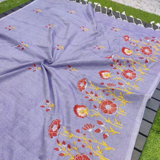 Soft cotton embroidered saree