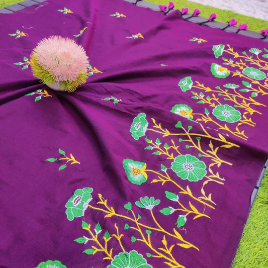 Soft cotton embroidered saree