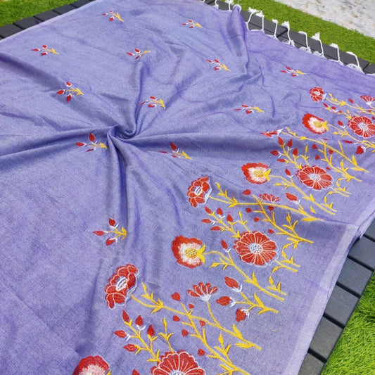 Soft cotton embroidered saree